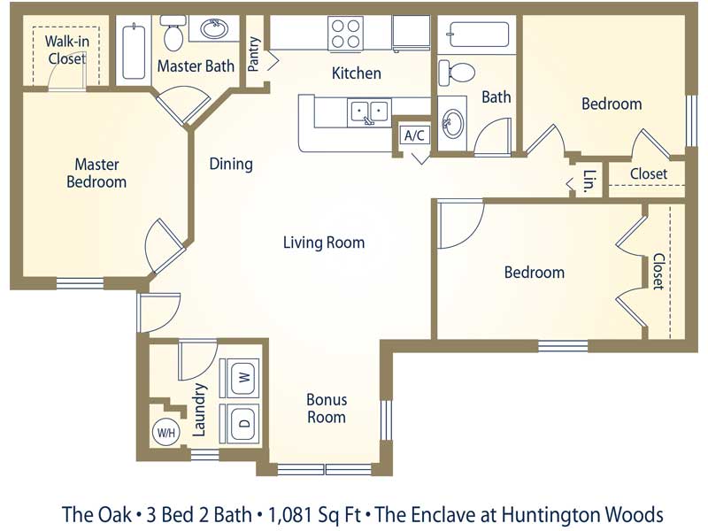 Bedroom Apartments Tallahassee - The Enclave at Huntington Woods